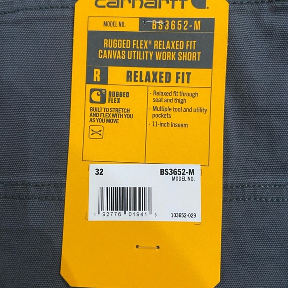 NWT Carhartt Mens rugged flex relaxed fit canvas utility work short - Picture 7 of 9